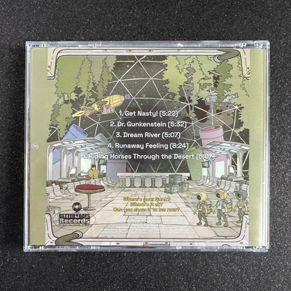 CD case with album art and tracklist on a black background